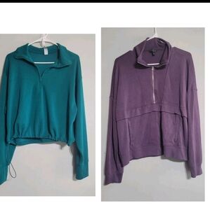 Womens Lot Of Athletic Tops Medium Teal Yogalicious Purple Danskin Quarter Zip M